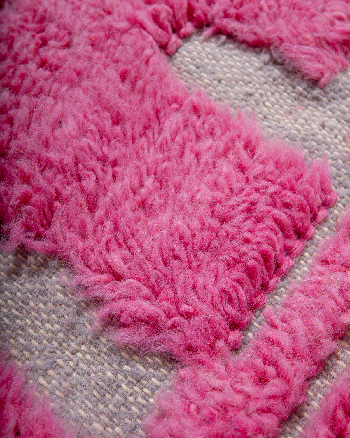 Modern, designer, handcrafted Berber rug from Morocco. Beniourain carpet with beautiful colours and patterns and fluffy wool texture.